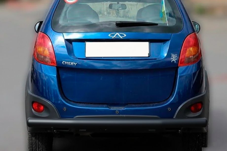 Chery Beat 2009-2015 гг. Задняя защита AK002 Черный (2 шт., нержавейка) Фото 1