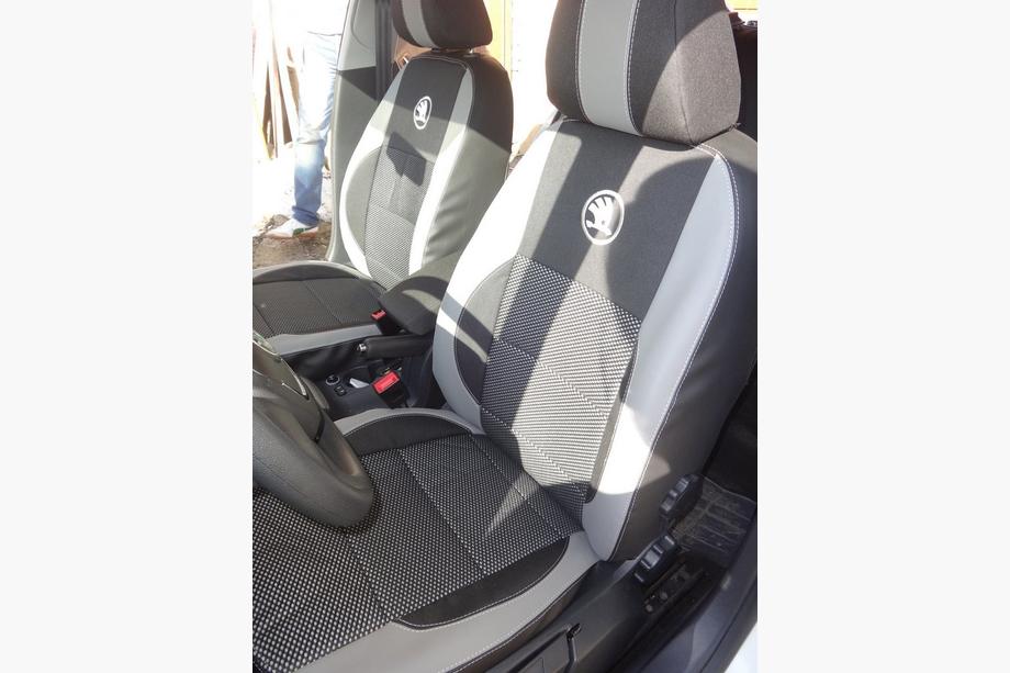 Skoda Octavia II A5 2006-2010 гг. Авточехлы (Эко-кожа↗Ткань, Premium) Фото 8