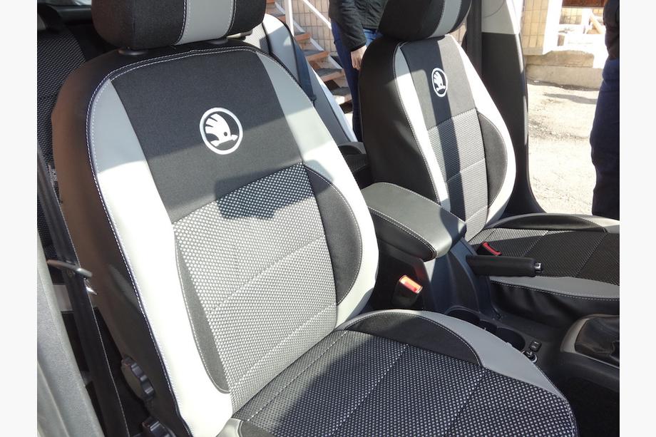 Skoda Octavia II A5 2006-2010 гг. Авточехлы (Эко-кожа↗Ткань, Premium) Фото 16