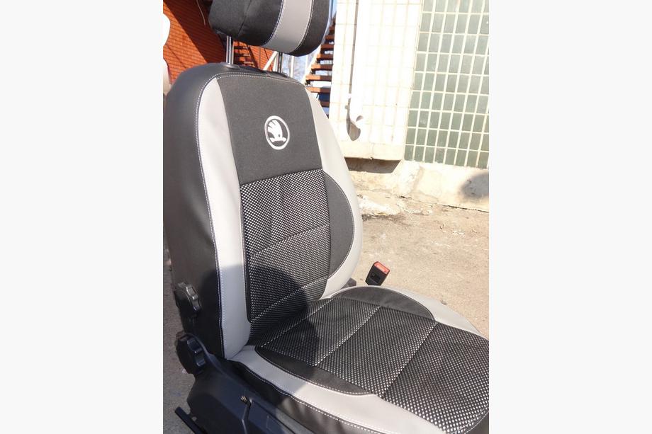 Skoda Octavia II A5 2006-2010 гг. Авточехлы (Эко-кожа↗Ткань, Premium) Фото 21