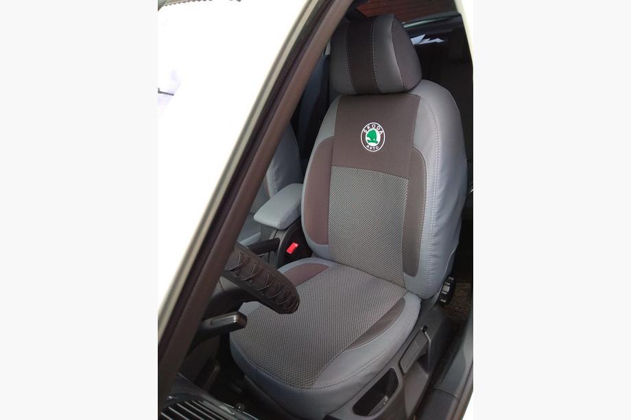 Skoda Octavia II A5 2010-2013 гг. Авточехлы (Эко-кожа↗Ткань, Premium) Фото 4