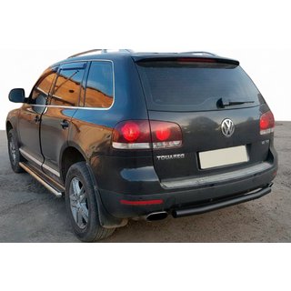 Задняя защита AK002 Черный (2 шт., нержавейка) Volkswagen Touareg 2002–2010 гг. фото 1