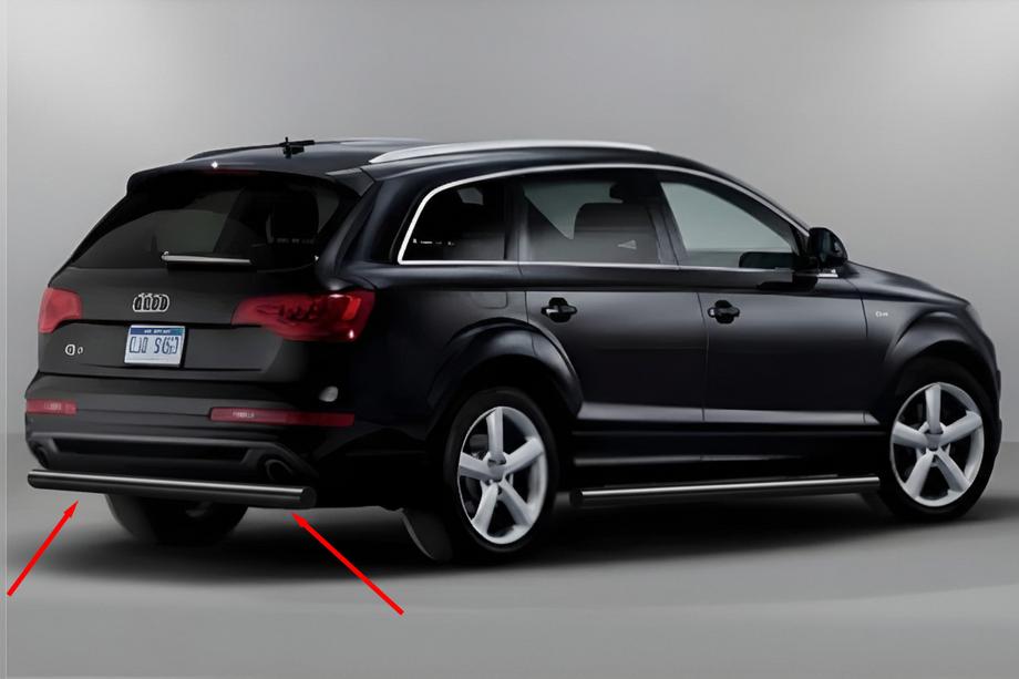 Audi Q7 2005-2015 гг. Задняя защита AK002 Черная (нерж. сталь) Фото 1