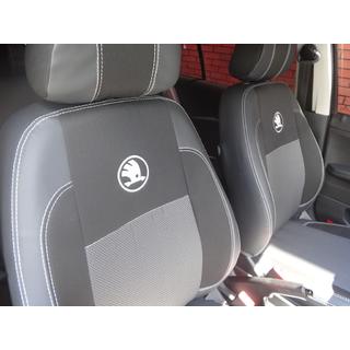 Авточехлы (Эко-кожа↗Ткань, Premium) Skoda Fabia 2000-2007 гг. фото 3