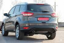 Ford Kuga 2008-2013 гг. Задняя дуга AK007 Черная (нерж. сталь) фото 5