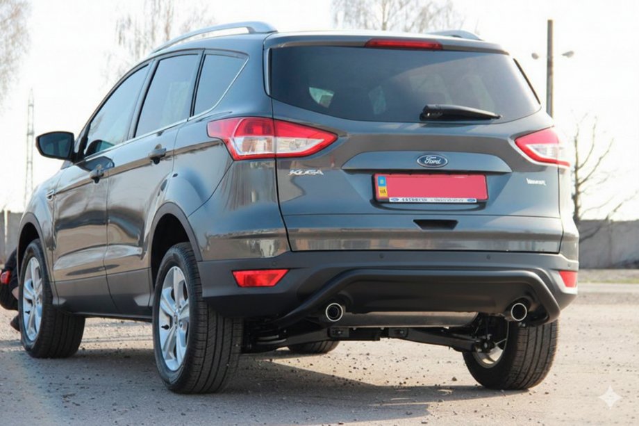 Ford Kuga 2008-2013 гг. Задняя дуга AK007 Черная (нерж. сталь) Фото 5
