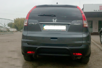 Honda CRV 2012-2016 гг. Задняя дуга AK007 Черная (нерж. сталь) фото 3