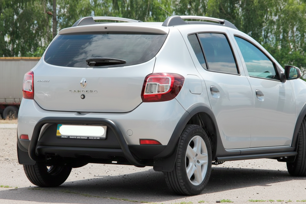 Задня дуга AK007 Black (нерж) для Dacia Sandero 2013-2020 рр