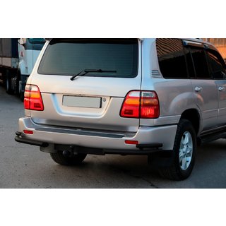 Задние угловые дуги AK003-Double Black (2 шт., нерж. сталь) Toyota Land Cruiser 100 1998-2007 гг. фото 2