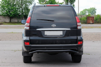 Toyota Land Cruiser Prado 120 2002-2009 гг. Задняя защита AK008 Черный фото 2