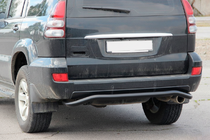 Toyota Land Cruiser Prado 120 2002-2009 гг. Задняя защита AK008 Черный фото 4