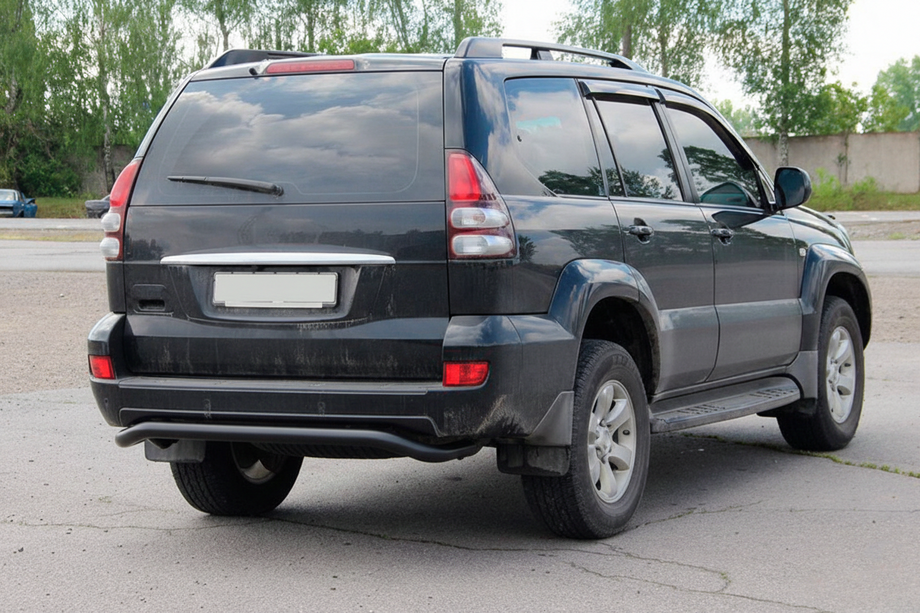 Toyota Land Cruiser Prado 120 2002-2009 гг. Задняя защита AK008 Черный Image