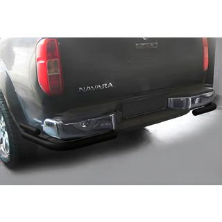 Задняя защита AK003-Двойная Черная (Нержавейка) Nissan Navara 2006-2015 гг. фото 1