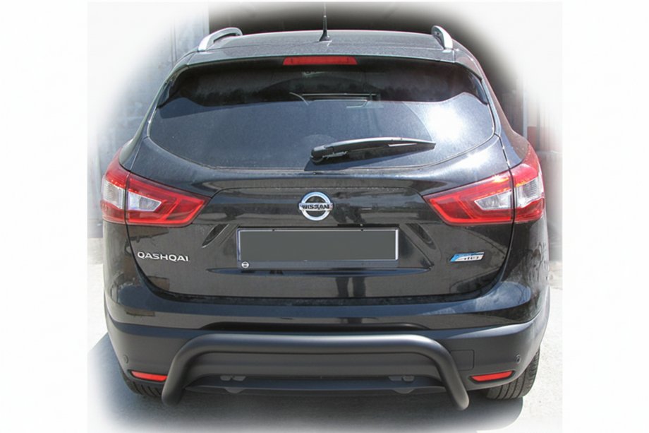 Nissan Qashqai 2014-2021 гг. Задняя дуга AK007-2 Черная (нержавейка) Фото 2