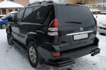 Toyota Land Cruiser Prado 120 2002-2009 гг. Задние Двойные Дуги AK003-2 Черные (2 шт., Нержавейка) фото 3