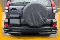 Toyota Land Cruiser Prado 120 2002-2009 гг. Задние Двойные Дуги AK003-2 Черные (2 шт., Нержавейка) фото 4