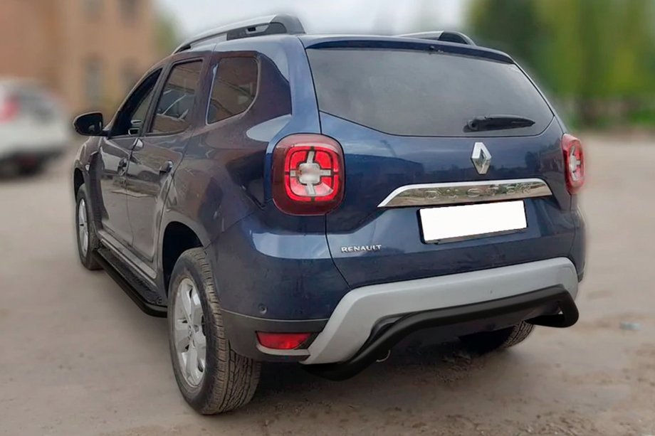 Dacia Duster 2018-2024 гг. Задняя защита AK007 Черная (нерж. сталь) Фото 1