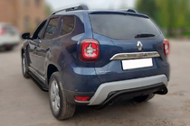 Renault Duster 2018-2024 гг. Задняя защита AK007 Черная (нерж. сталь) фото 1