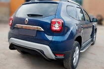 Renault Duster 2018-2024 гг. Задняя защита AK007 Черная (нерж. сталь) фото 3