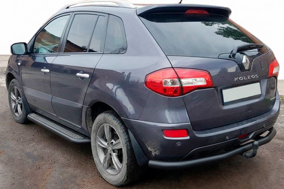 Renault Koleos 2008-2016 гг. Задняя дуга AK002-1 Черная (нерж. сталь) Image
