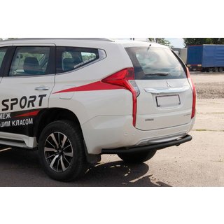 Задняя защита AK005 Черный (нерж. сталь) Mitsubishi Pajero Sport 2015- гг. фото 1