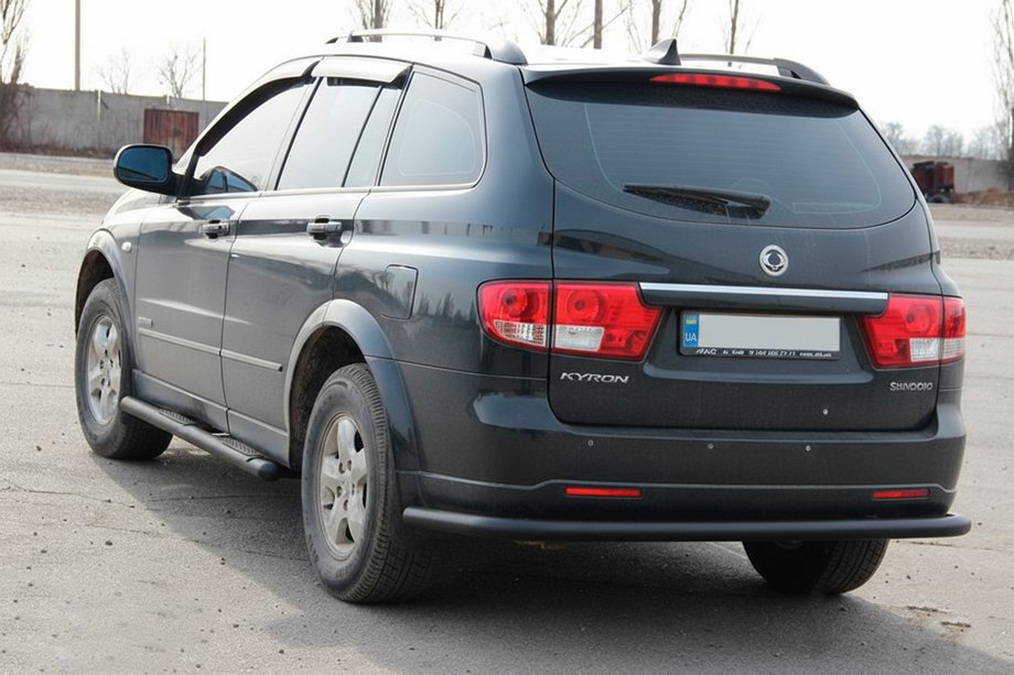 SsangYong Kyron 2005-2014 гг. Задняя дуга AK005 Черная (Нержавеющая сталь) Фото 1