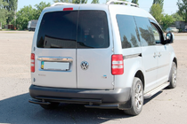 Volkswagen Caddy 2010-2015 гг. Задняя дуга AK003-2 Черная (2 шт., Нержавейка) фото 4
