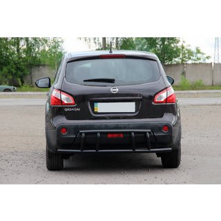Задняя дуга AK011 Черная (нерж.) Nissan Qashqai 2007-2010 гг. фото 1