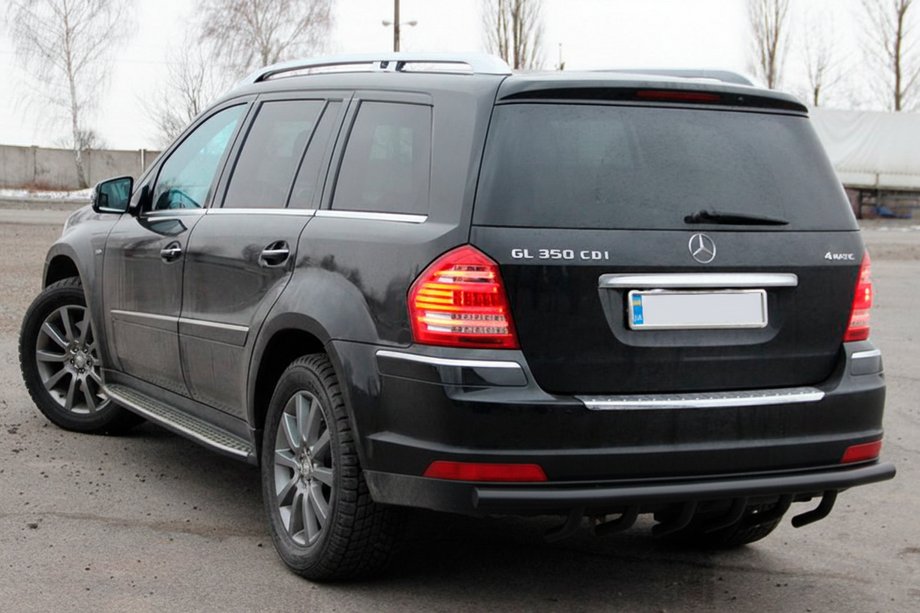 Mercedes GL class X164 2006-2012 гг. Задняя дуга AK-style Черная (нержавейка) Фото 2