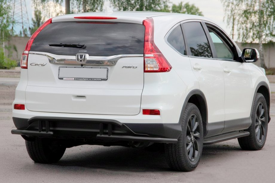 Honda CRV 2012-2016 гг. Задняя дуга AK003-21 Черная (Нержавейка) Фото 3