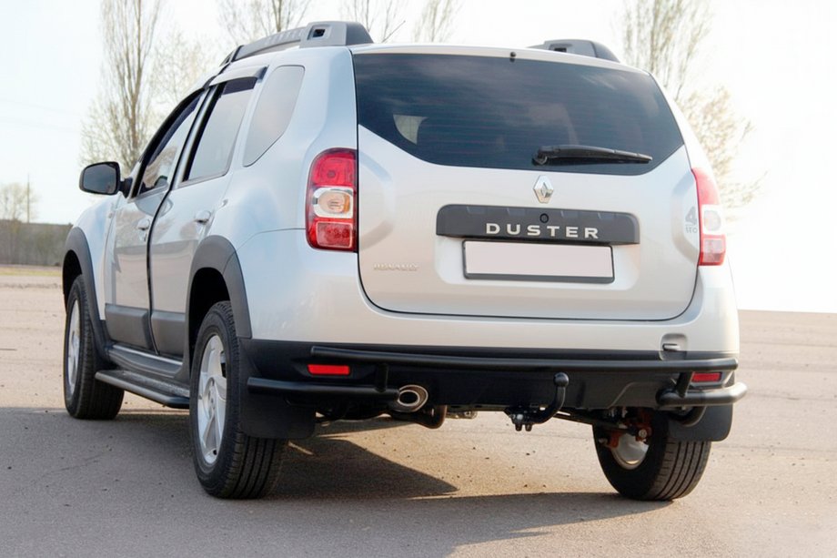 Dacia Duster 2008-2018 гг. Задняя дуга AK005-Special Black (нержавеющая сталь) Фото 3