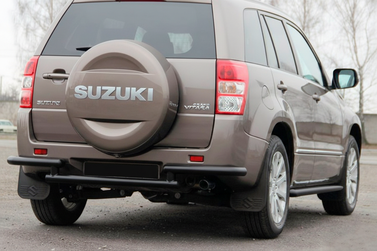 Задній захист AK003-2 Black (нерж) для Suzuki Grand Vitara 2005-2017 рр - фото 2