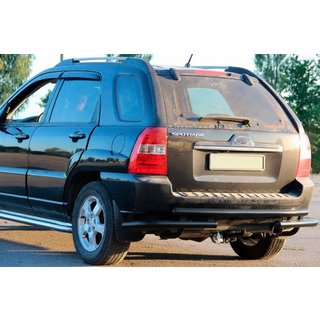 Задняя дуга AK007 Черная (нерж. сталь) Kia Sportage 2004-2010 гг. фото 1