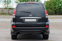 Toyota Land Cruiser Prado 120 2002-2009 гг. Задняя защита AK008-1 Черный фото 2