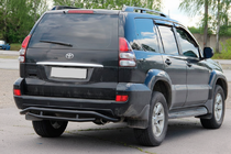 Toyota Land Cruiser Prado 120 2002-2009 гг. Задняя защита AK008-1 Черный фото 3