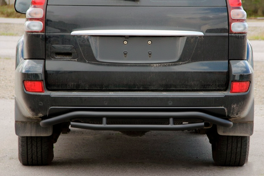 Toyota Land Cruiser Prado 120 2002-2009 гг. Задняя защита AK008-1 Черный Image