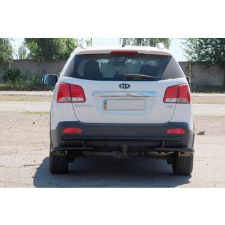 Задняя дуга AK003-2 Черная (Нержавейка) Kia Sorento II XM 2009-2014 гг. фото 4