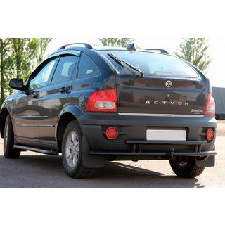 Задняя защита AK005-2 Черный (нерж. сталь) SsangYong Action 2005-2018 гг. фото 1