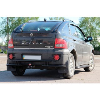 Задняя защита AK005-2 Черный (нерж. сталь) SsangYong Action 2005-2018 гг. фото 2