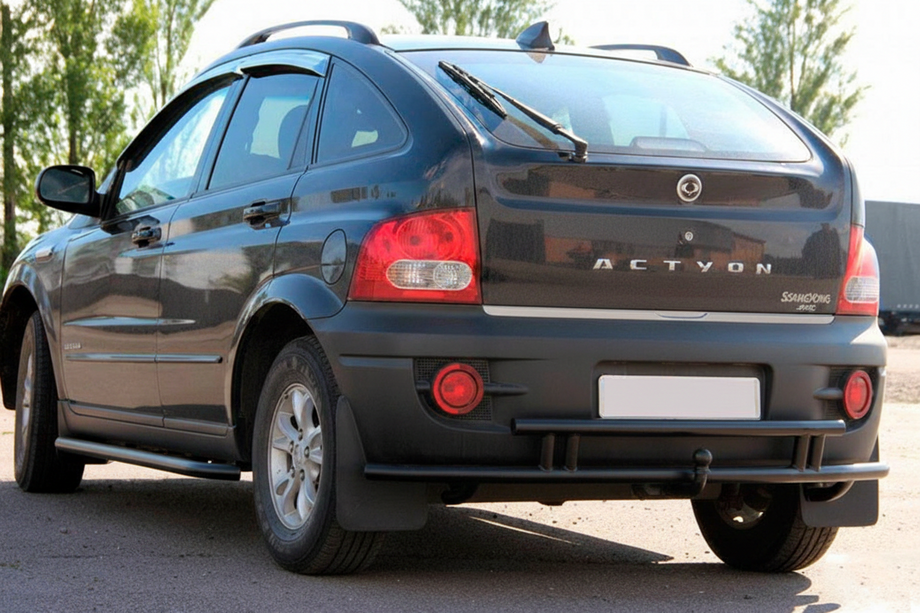 SsangYong Action 2005-2018 гг. Задняя защита AK005-2 Черный (нерж. сталь) Image