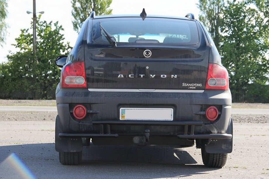 SsangYong Action 2005-2018 гг. Задняя защита AK005-2 Черный (нерж. сталь) Фото 3
