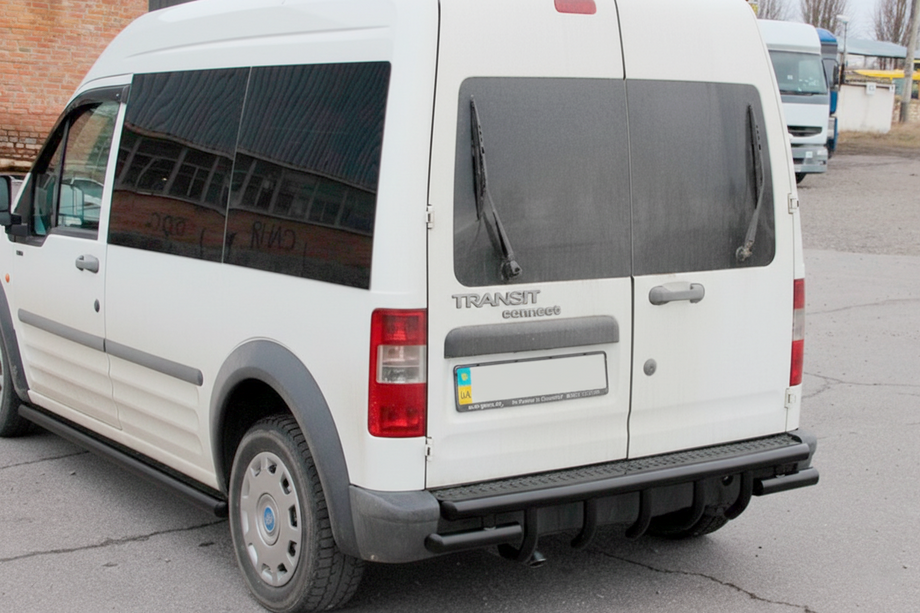 Ford Connect 2002–2006 гг. Задняя дуга AK-design Черная (нерж. сталь) Image