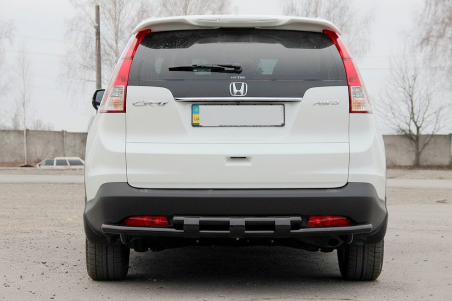 Honda CRV 2012-2016 гг. Задняя двойная дуга AK002 Black (нерж. сталь) Фото 1