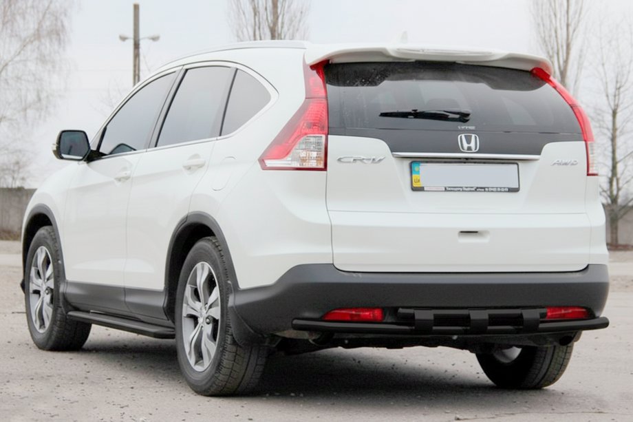 Honda CRV 2012-2016 гг. Задняя двойная дуга AK002 Black (нерж. сталь) Фото 3