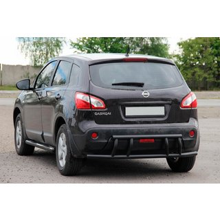 Задняя дуга AK011 Черная (нерж.) Nissan Qashqai 2010-2014 гг. фото 3