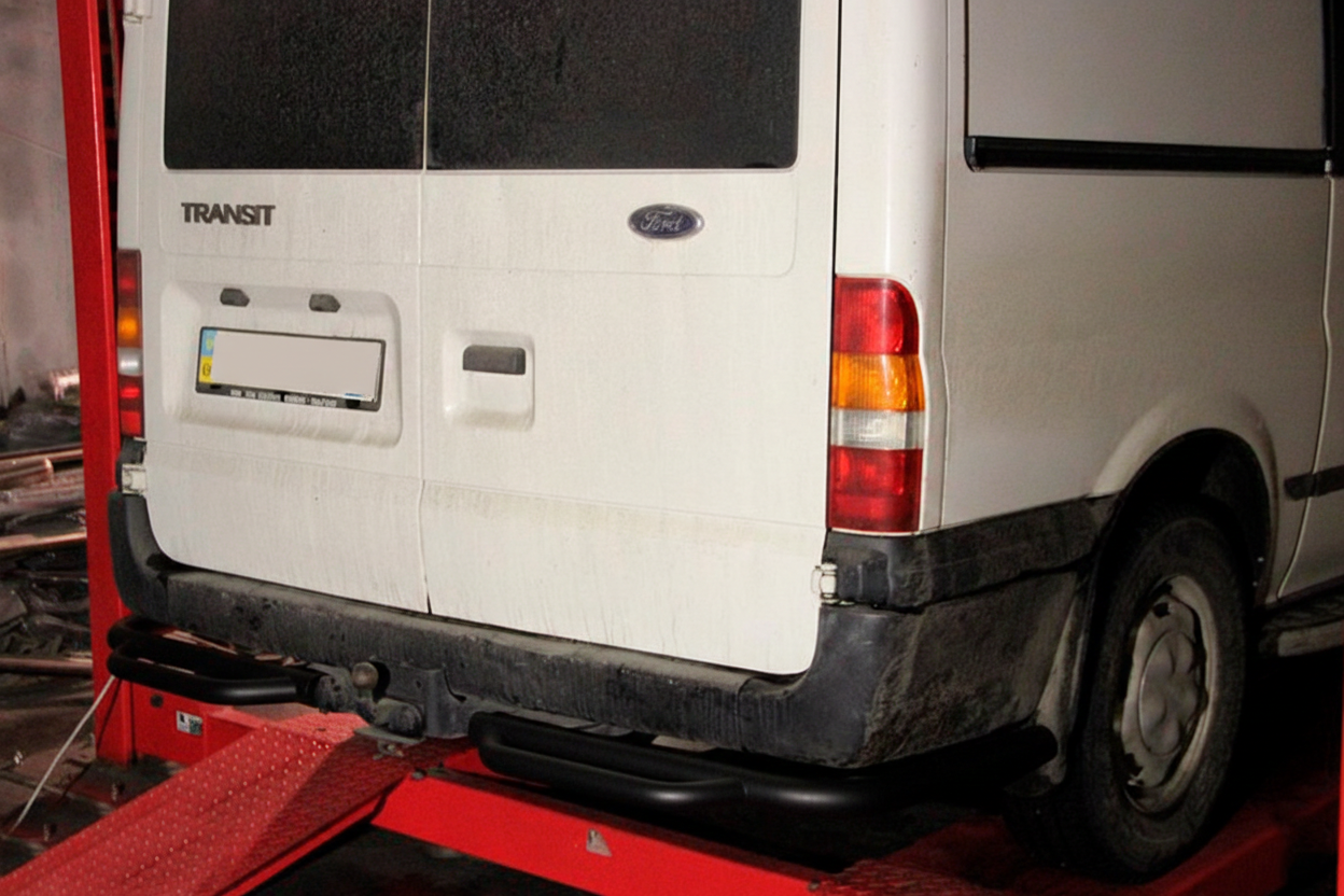 Задні захист підніжка AK-Special Black (нерж.) для Ford Transit 2000-2014 рр