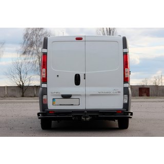 Задняя защита AK003-Plus-2 Черный (нержавейка) Nissan Primastar 2002-2014 гг. фото 2
