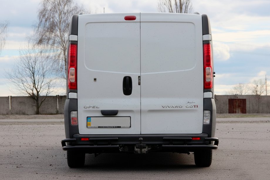 Nissan Primastar 2002-2014 гг. Задняя защита AK003-Plus-2 Черный (нержавейка) Фото 2
