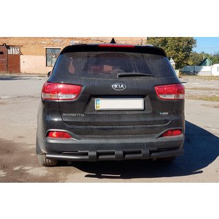 Задняя дуга AK015 Черная (нержавейка) Kia Sorento II XM 2009-2014 гг. фото 3