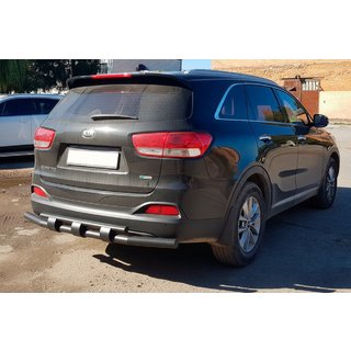 Задняя дуга AK015 Черная (нержавейка) Kia Sorento II XM 2009-2014 гг. фото 2